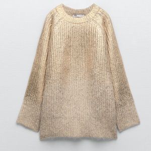 Zara gold metallic oversized knit sweater